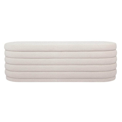 Dulcie | Plush Boucle Storage Bench Ottoman White - Mirra Interiors