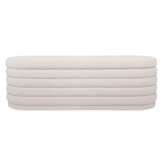 Dulcie | Plush Boucle Storage Bench Ottoman White - Mirra Interiors