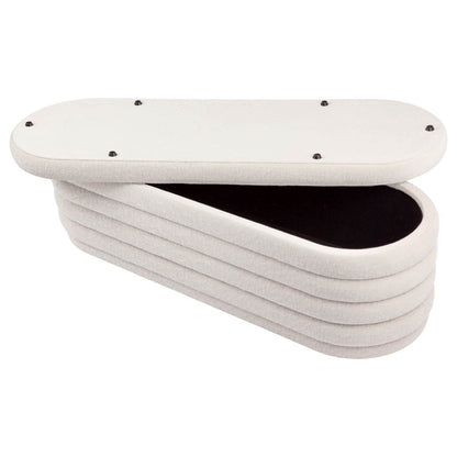 Dulcie | Plush Boucle Storage Bench Ottoman White - Mirra Interiors