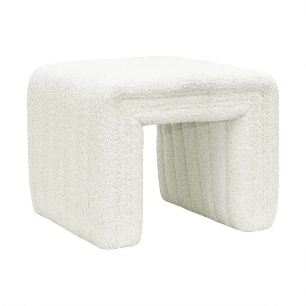 Stavros | Curved Stool Natural Linen - Mirra Interiors