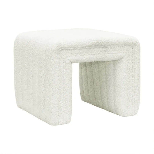Stavros | Curved Stool Natural Linen - Mirra Interiors