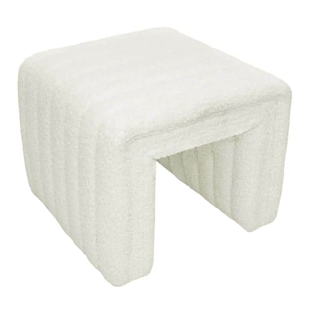 Stavros | Curved Stool Natural Linen - Mirra Interiors