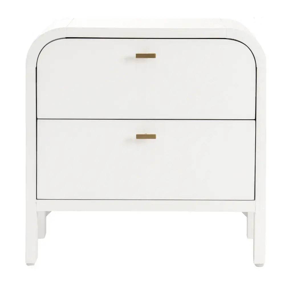 Copeland | 2 Drawer Curved Bedside Table White - Mirra Interiors