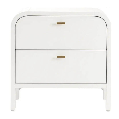 Copeland | 2 Drawer Curved Bedside Table White - Mirra Interiors