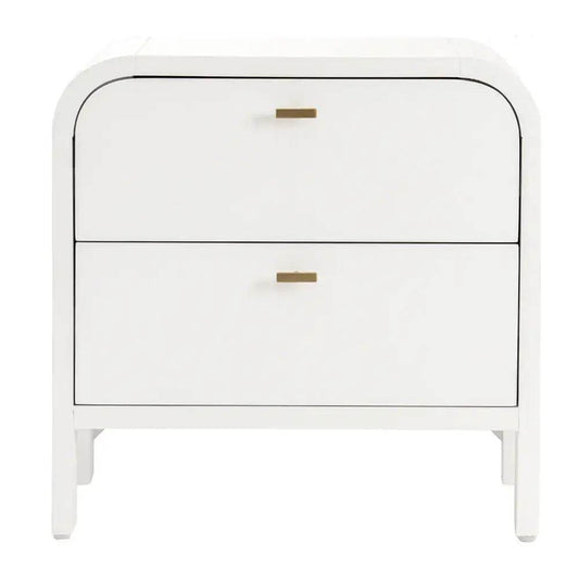 Copeland | 2 Drawer Curved Bedside Table White - Mirra Interiors
