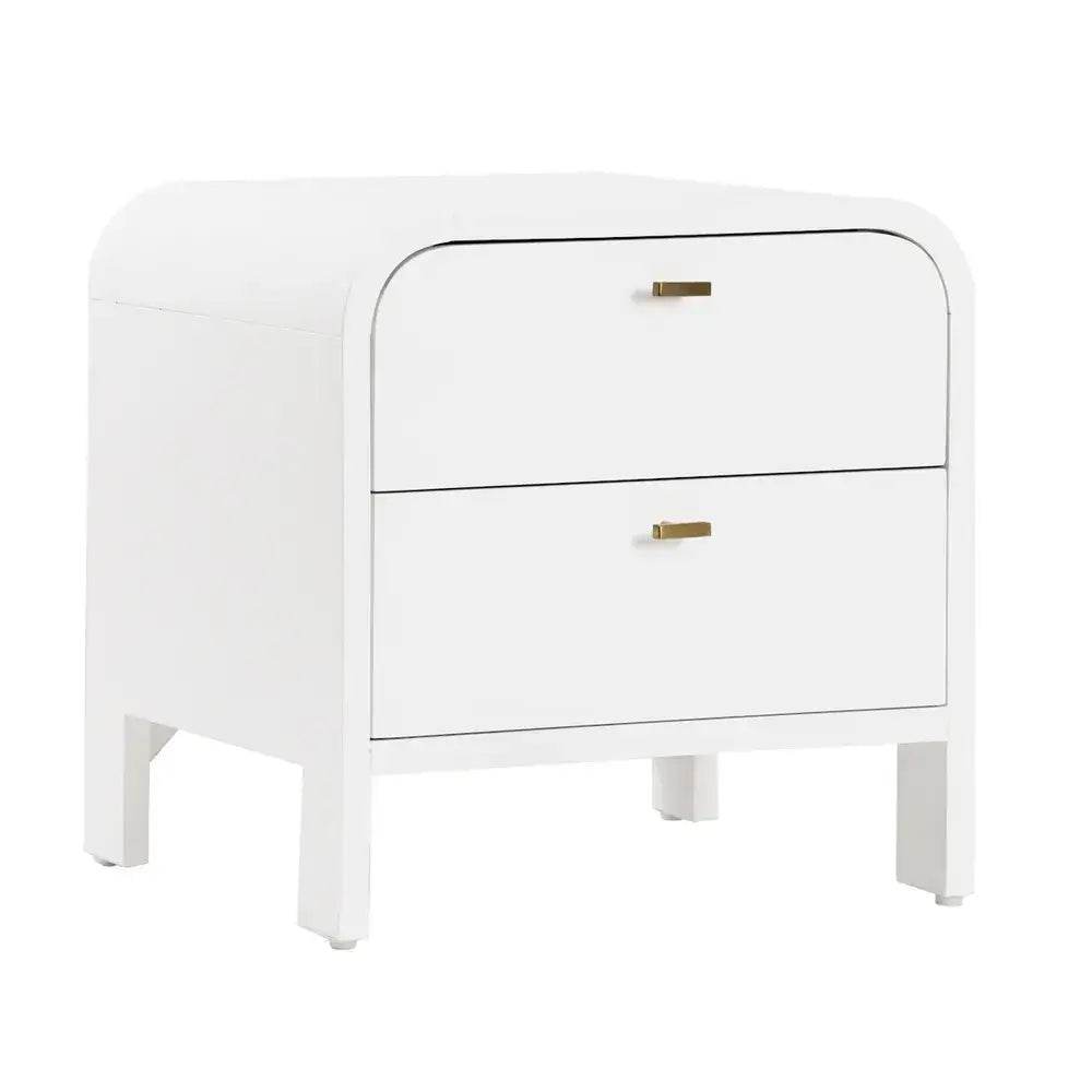 Copeland | 2 Drawer Curved Bedside Table White - Mirra Interiors