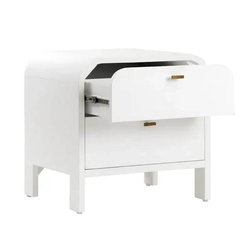 Copeland | 2 Drawer Curved Bedside Table White - Mirra Interiors