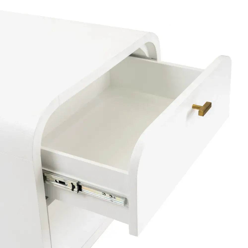 Copeland | 2 Drawer Curved Bedside Table White - Mirra Interiors