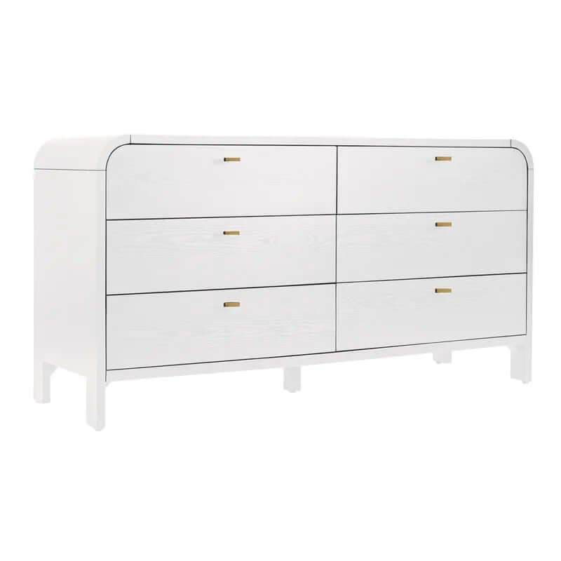 Copeland | 6 Drawer Curved Dresser White - Mirra Interiors