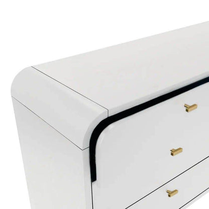 Copeland | 6 Drawer Curved Dresser White - Mirra Interiors