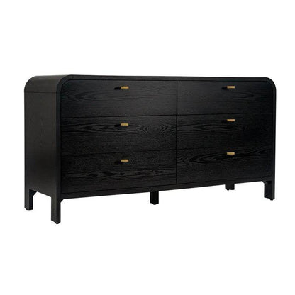 Copeland | 6 Drawer Curved Dresser Black - Mirra Interiors