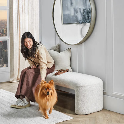 Levene | Boucle Bench Ottoman - Natural White