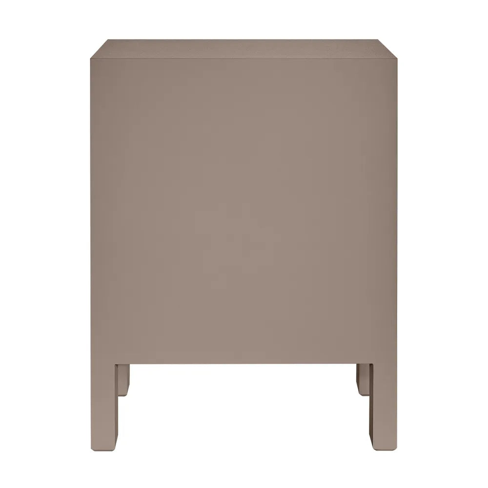 Beige side table on a white background