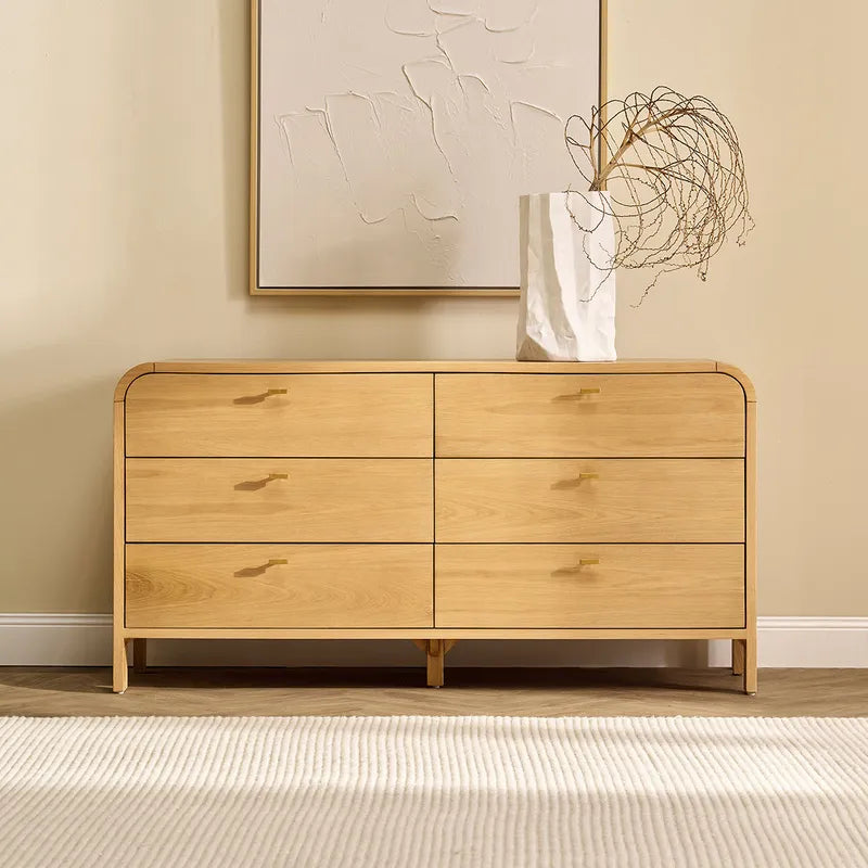 Copeland | 6 Drawer Curved Dresser - Natural Oak