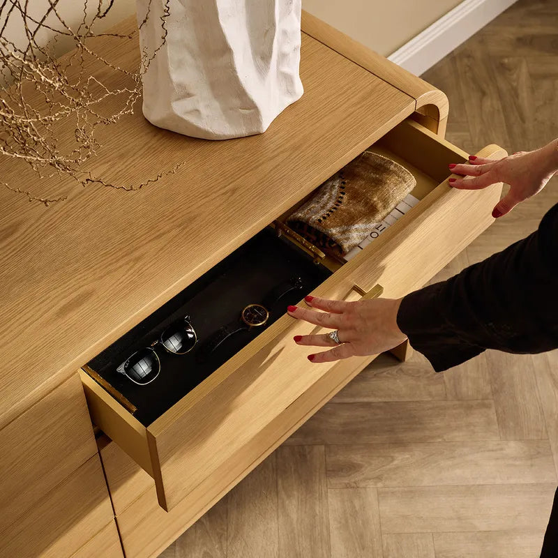 Copeland | 6 Drawer Curved Dresser - Natural Oak