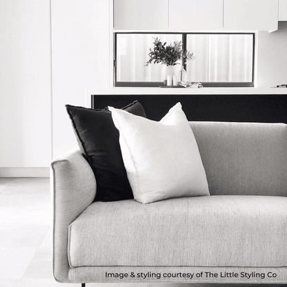 Eloise | Fringed Linen Cushion Ivory White - Mirra Interiors
