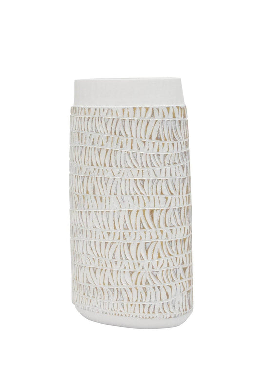 Lyon | Carved Resin Vase White - Mirra Interiors
