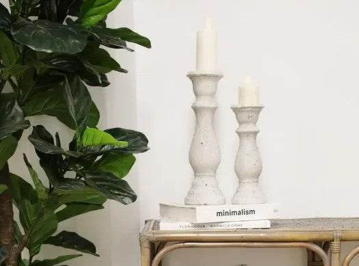 Santai | Rustic Ceramic Candle Holder Off-White - Mirra Interiors