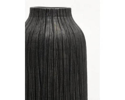 Rayburn | Textured Resin Vase Black - Mirra Interiors