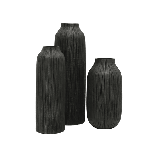 Rayburn | Textured Resin Vase Black - Mirra Interiors