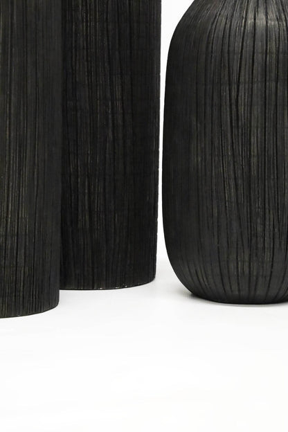 Rayburn | Textured Resin Vase Black - Mirra Interiors