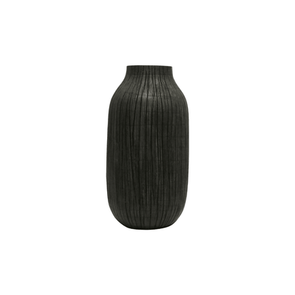 Rayburn | Textured Resin Vase Black - Mirra Interiors