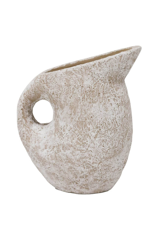 Lima | Rustic Ceramic Jug Vase Aged White - Mirra Interiors