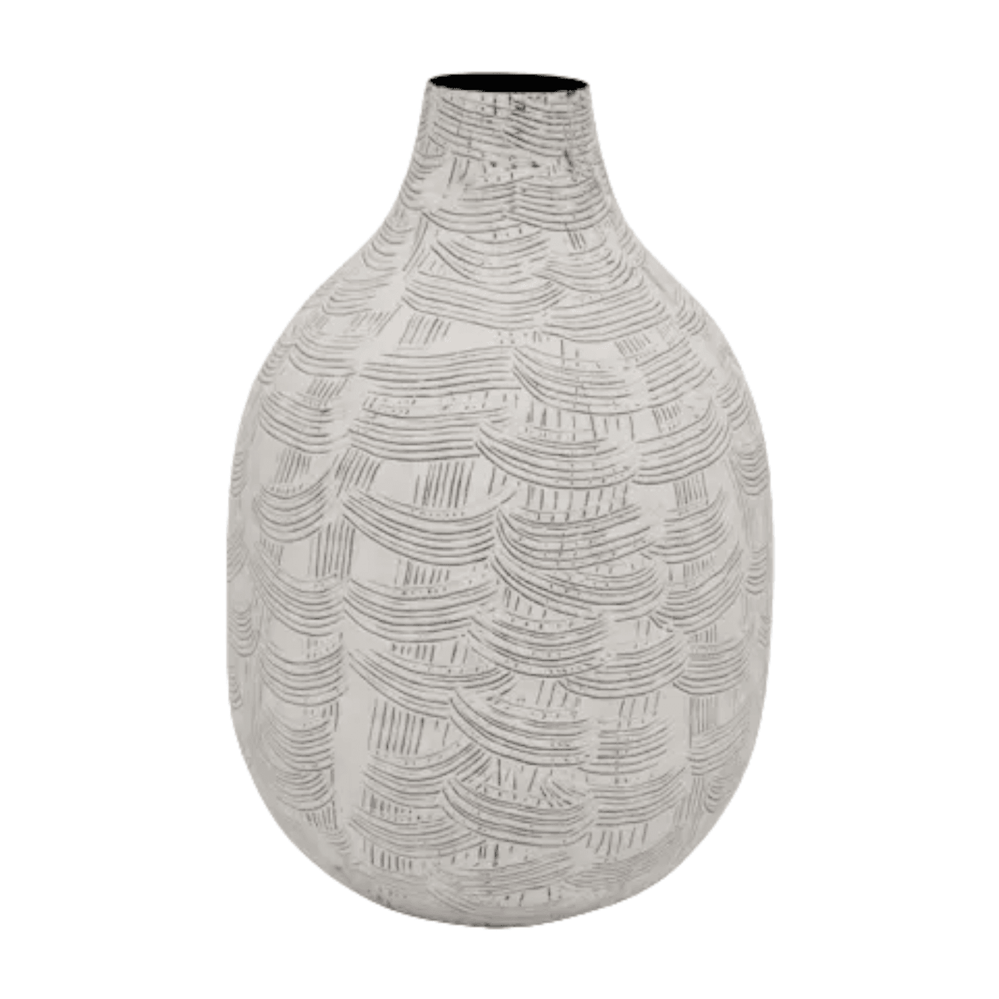 Mae | Etched Metal Vase White Large - Mirra Interiors