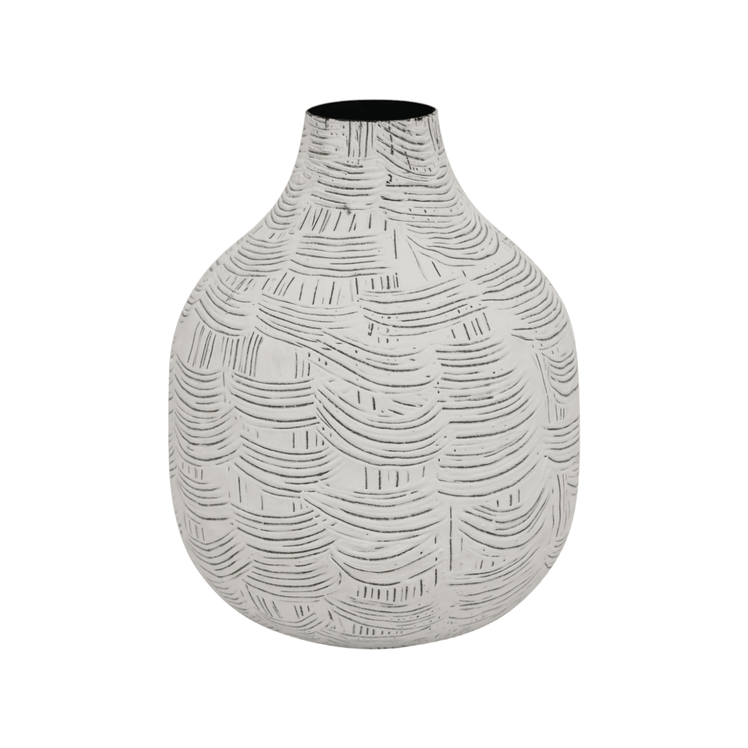 Mae | Etched Metal Vase White Small - Mirra Interiors
