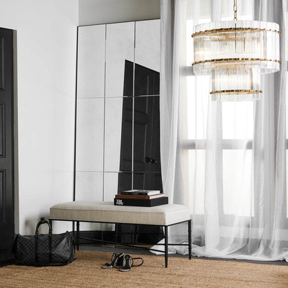 Bailey | Antiqued Finish Floor Mirror Black - Mirra Interiors