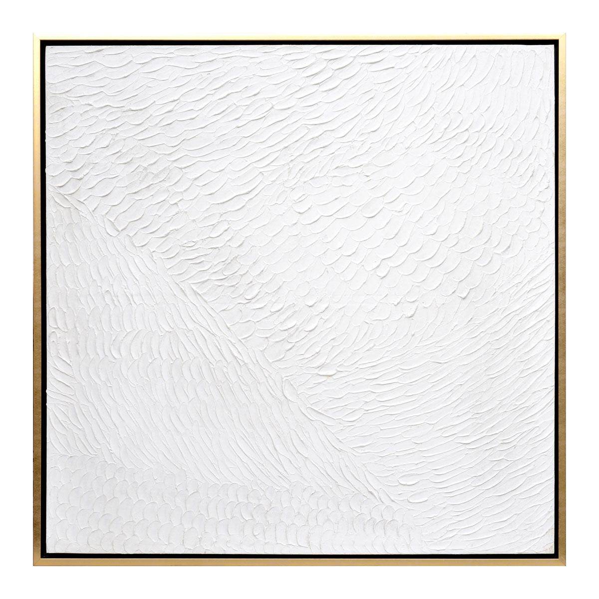 Serene Blanc | Textured Canvas with Gold Frame (Medium) - Mirra Interiors