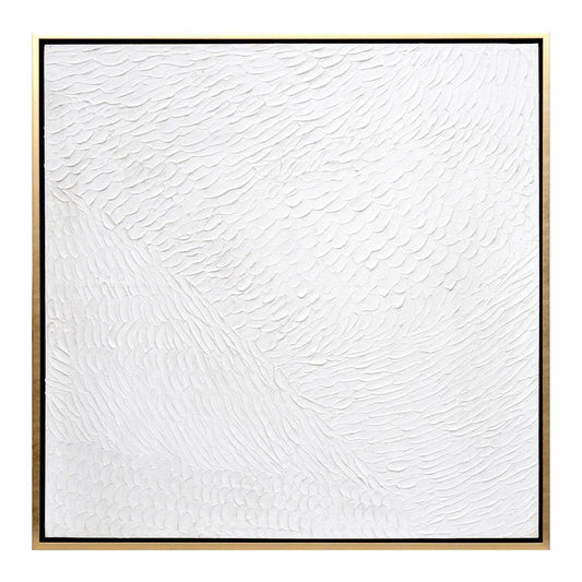 Serene Blanc | Textured Canvas with Gold Frame (Medium) - Mirra Interiors