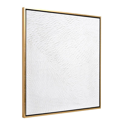 Serene Blanc | Textured Canvas with Gold Frame (Medium) - Mirra Interiors
