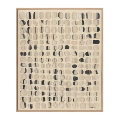 Lunar Rhythm | Hand-Painted Canvas Painting in Natural Frame - Mirra Interiors
