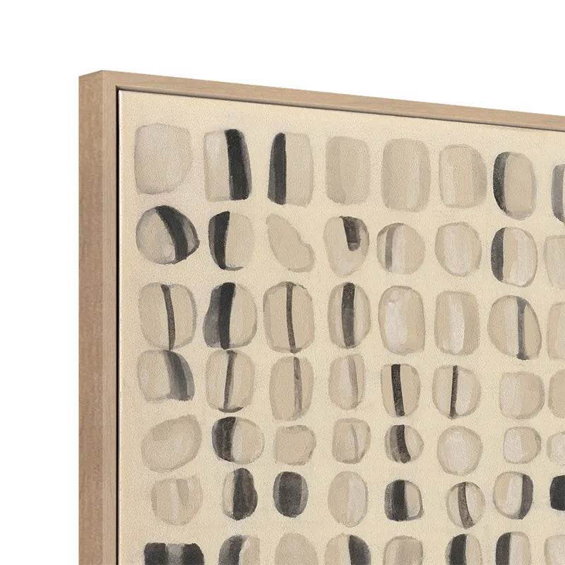 Lunar Rhythm | Hand-Painted Canvas Painting in Natural Frame - Mirra Interiors