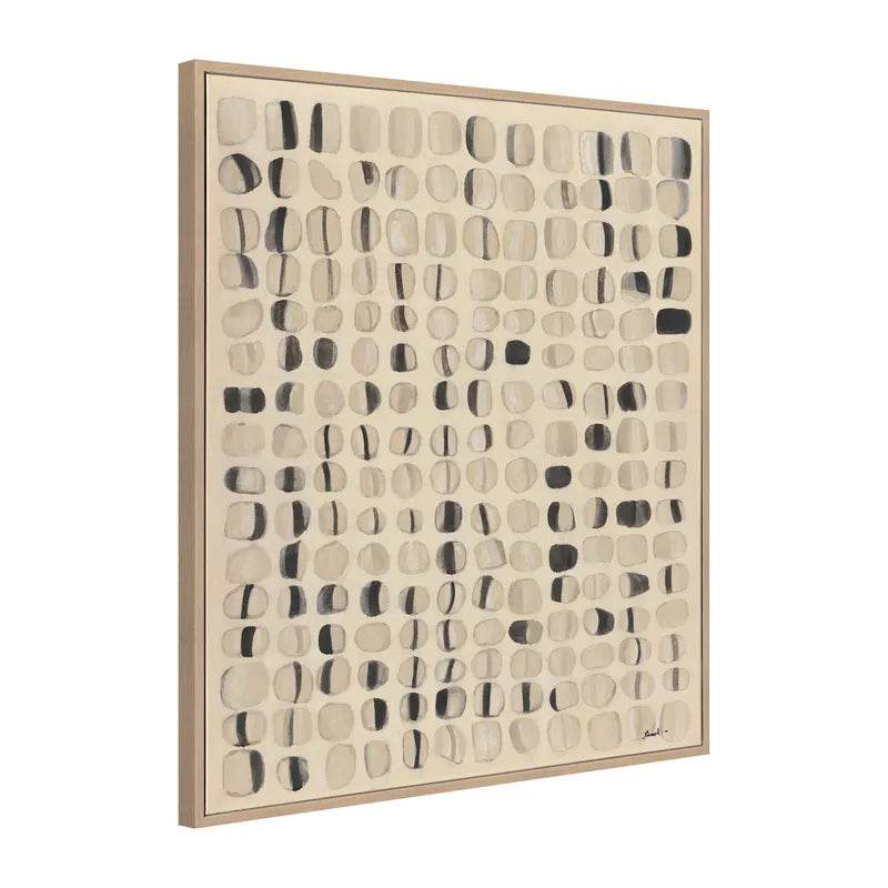 Lunar Rhythm | Hand-Painted Canvas Painting in Natural Frame - Mirra Interiors