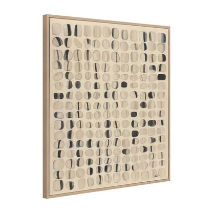 Lunar Rhythm | Hand-Painted Canvas Painting in Natural Frame - Mirra Interiors