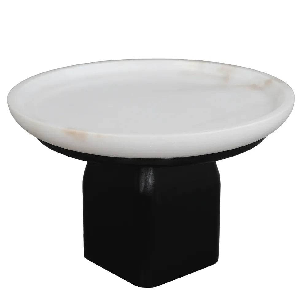 Eden | White Marble Pedestal Bowl - Black (Large) - Mirra Interiors