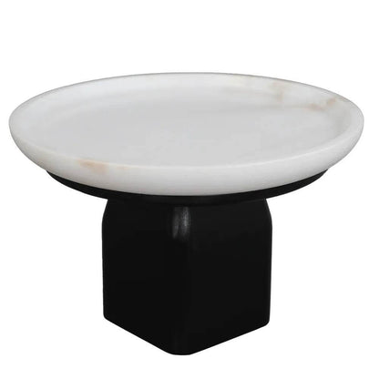 Eden | White Marble Pedestal Bowl - Black (Large) - Mirra Interiors