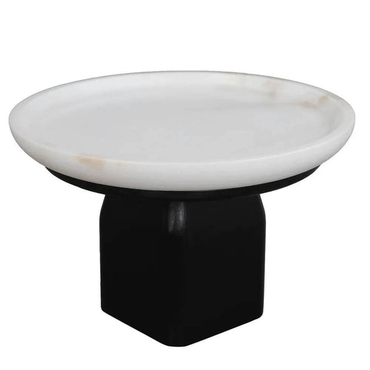 Eden | White Marble Pedestal Bowl - Black (Large) - Mirra Interiors