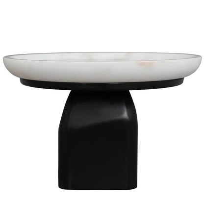Eden | White Marble Pedestal Bowl - Black (Large) - Mirra Interiors