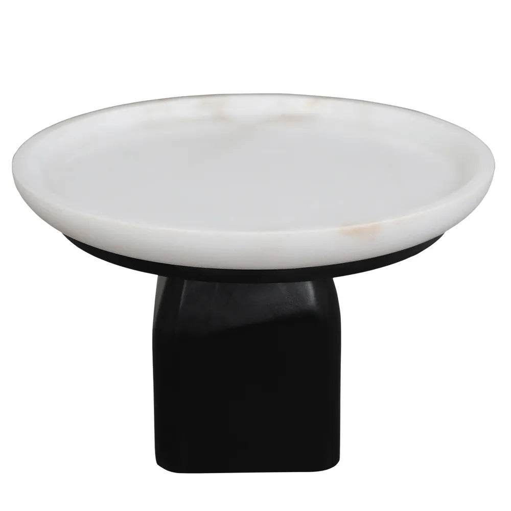 Eden | White Marble Pedestal Bowl - Black (Large) - Mirra Interiors