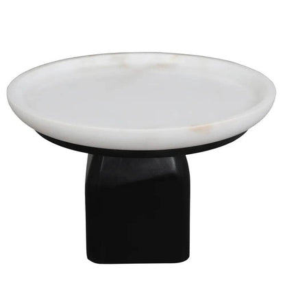 Eden | White Marble Pedestal Bowl - Black (Large) - Mirra Interiors