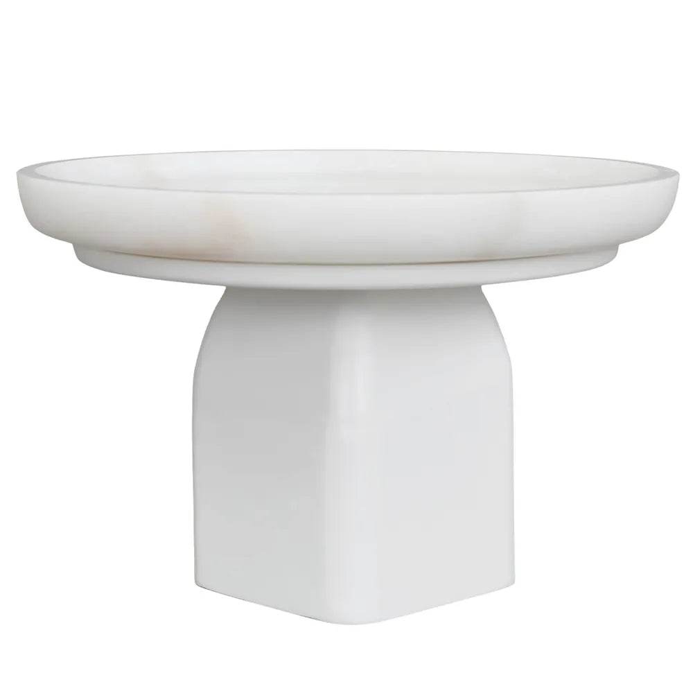 Eden | White Marble Pedestal Bowl - White (Large) - Mirra Interiors