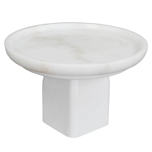 Eden | White Marble Pedestal Bowl - White (Large) - Mirra Interiors