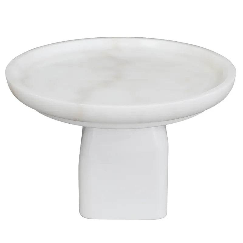 Eden | White Marble Pedestal Bowl - White (Large) - Mirra Interiors