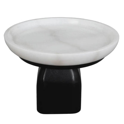 Eden | White Marble Pedestal Bowl - Black (Small) - Mirra Interiors