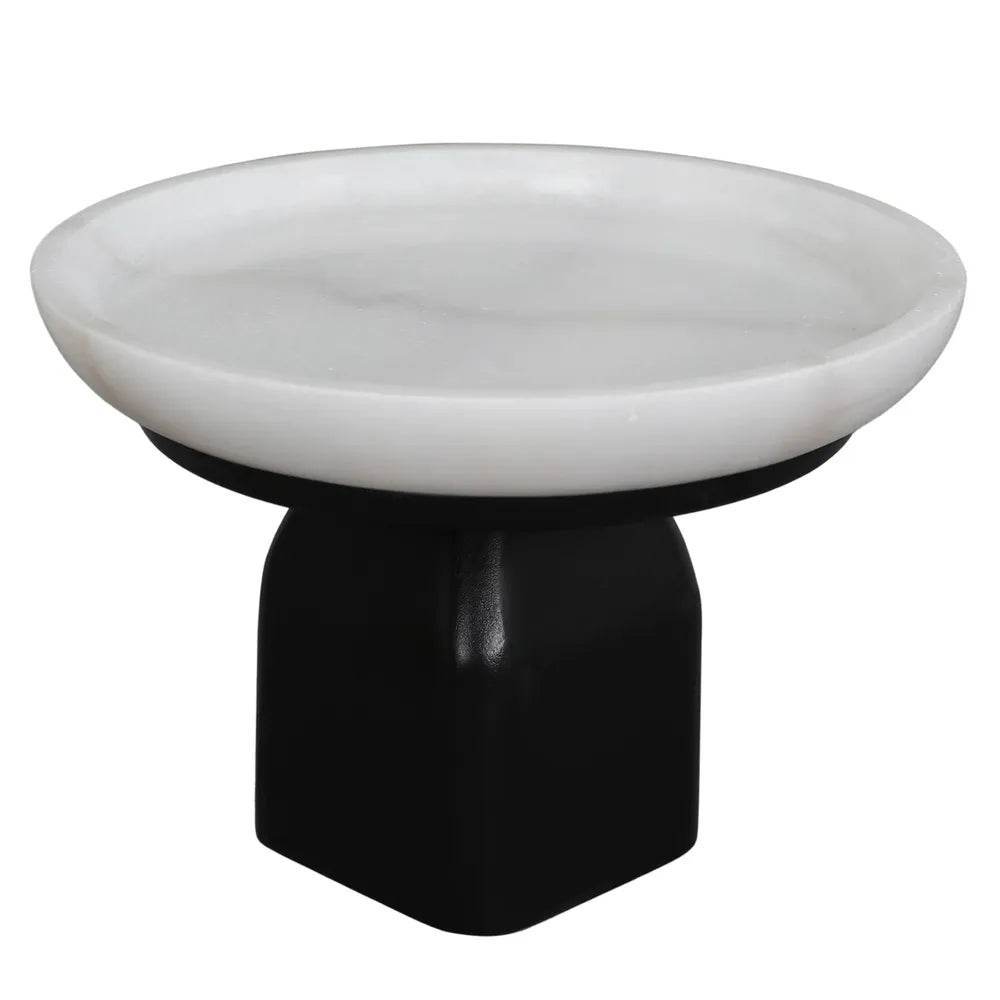 Eden | White Marble Pedestal Bowl - Black (Small) - Mirra Interiors