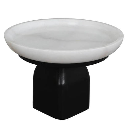 Eden | White Marble Pedestal Bowl - Black (Small) - Mirra Interiors