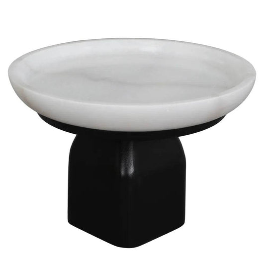 Eden | White Marble Pedestal Bowl - Black (Small) - Mirra Interiors